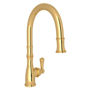 Georgian Era Traditional Pulldown Faucet - Unlacquered Brass with Metal Lever Handle | Model Number: U.4744ULB-2 - Product Knockout