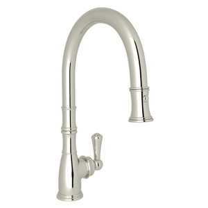 Georgian Era Traditional Pulldown Faucet - Polished Nickel with Metal Lever Handle | Model Number: U.4744PN-2 - Product Knockout
