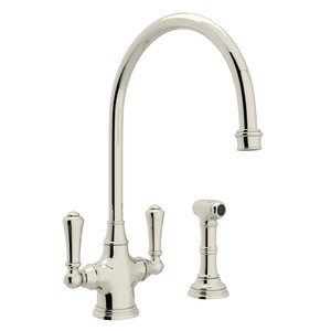 Georgian Era™ Two Handle Kitchen Faucet With Side Spray - Polished Nickel | Model Number: U.4710PN-2