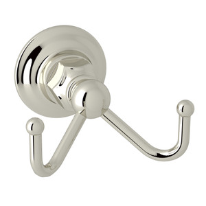 Wall Mount Double Robe Hook - Polished Nickel | Model Number: ROT7DPN - Product Knockout