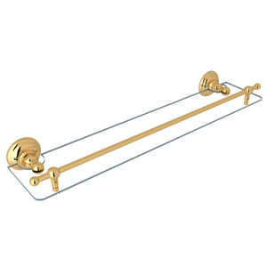 Wall Mount 24 Inch Glass Vanity Shelf - Italian Brass | Model Number: A1480IB - Product Knockout