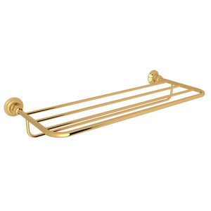 Wall Mount Hotel Style Towel Shelf - Italian Brass | Model Number: ROT10IB - Product Knockout