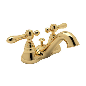 Arcana 4 Inch Centerset Bathroom Faucet - Italian Brass with Metal Lever Handle | Model Number: AC95LM-IB-2 - Product Knockout