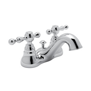 Arcana 4 Inch Centerset Bathroom Faucet - Polished Chrome with Ornate Metal Lever Handle | Model Number: AC95L-APC-2 - Product Knockout