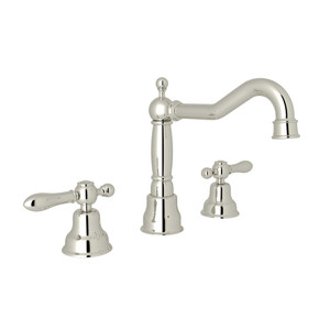 Arcana Column Spout Widespread Bathroom Faucet - Polished Nickel with Metal Lever Handle | Model Number: AC107LM-PN-2 - Product Knockout
