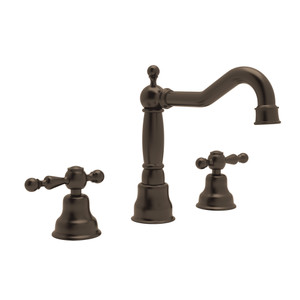 Arcana Column Spout Widespread Bathroom Faucet - Tuscan Brass with Ornate Metal Lever Handle | Model Number: AC107L-TCB-2 - Product Knockout