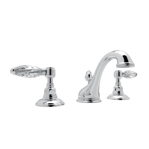 Viaggio C-Spout Widespread Bathroom Faucet - Polished Chrome with Crystal Metal Lever Handle | Model Number: A1408LCAPC-2 - Product Knockout
