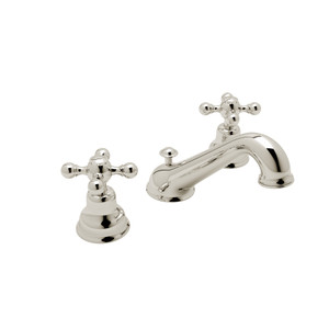 Arcana C-Spout Widespread Bathroom Faucet - Polished Nickel with Cross Handle | Model Number: AC102X-PN-2 - Product Knockout