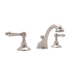 Viaggio C-Spout Widespread Bathroom Faucet - Satin Nickel with Metal Lever Handle | Model Number: A1408LMSTN-2 - Product Knockout