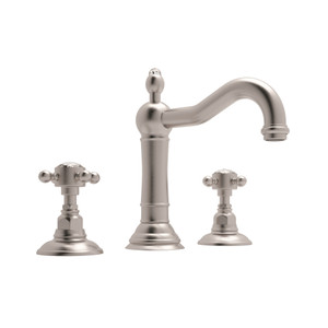 Acqui Column Spout Widespread Bathroom Faucet - Satin Nickel with Crystal Cross Handle | Model Number: A1409XCSTN-2 - Product Knockout