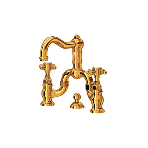 Acqui Deck Mount Bridge Bathroom Faucet - Italian Brass with Cross Handle | Model Number: A1419XMIB-2 - Product Knockout