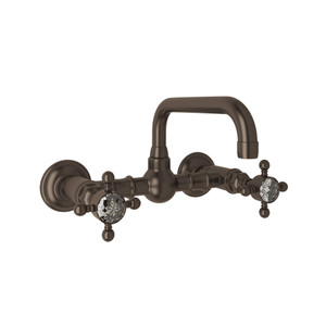 ROHL Acqui Wall Mount Bridge Bathroom Faucet - Tuscan Brass with