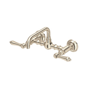 Acqui® Wall Mount Bridge Lavatory Faucet With U-Spout - Satin Nickel | Model Number: A1423LMSTN-2