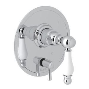 Arcana Pressure Balance Trim with Diverter - Polished Chrome with Ornate White Porcelain Lever Handle | Model Number: AC210NOP-APC - Product Knockout