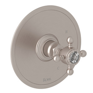 Pressure Balance Trim without Diverter - Satin Nickel with Crystal Cross Handle | Model Number: A1410XCSTN - Product Knockout