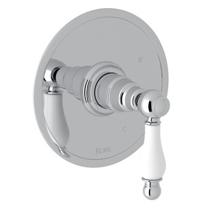 Arcana Pressure Balance Trim without Diverter - Polished Chrome with Ornate White Porcelain Lever Handle | Model Number: AC110OP-APC - Product Knockout