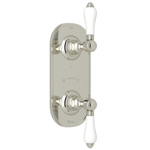 1/2 Inch Thermostatic and Diverter Control Trim - Polished Nickel with White Porcelain Lever Handle | Model Number: A4964LPPN - Product Knockout