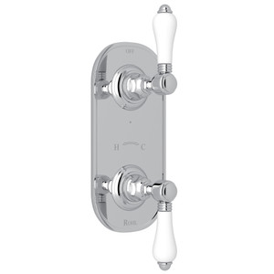 1/2 Inch Thermostatic and Diverter Control Trim - Polished Chrome with White Porcelain Lever Handle | Model Number: A4964LPAPC - Product Knockout