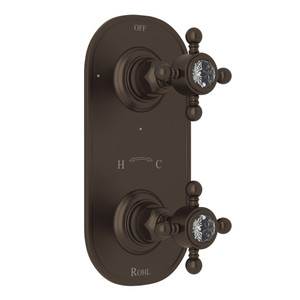 1/2 Inch Thermostatic and Diverter Control Trim - Tuscan Brass with Crystal Cross Handle | Model Number: A4964XCTCB - Product Knockout