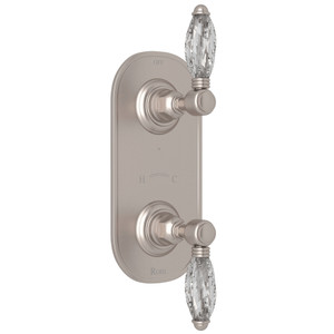 1/2 Inch Thermostatic and Diverter Control Trim - Satin Nickel with Crystal Metal Lever Handle | Model Number: A4964LCSTN - Product Knockout