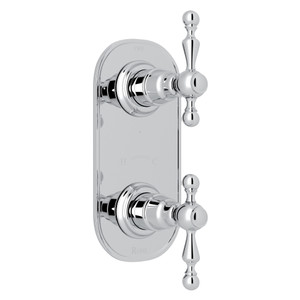 Arcana 1/2 Inch Thermostatic and Diverter Control Trim - Polished Chrome with Ornate Metal Lever Handle | Model Number: AC390L-APC/TO - Product Knockout