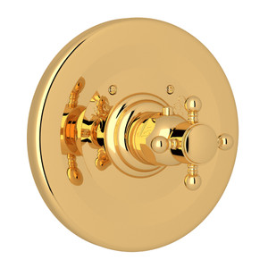 Thermostatic Trim Plate without Volume Control - Italian Brass with Cross Handle | Model Number: A4914XMIB - Product Knockout