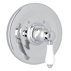 Thermostatic Trim Plate without Volume Control - Polished Chrome with White Porcelain Lever Handle | Model Number: A4914LPAPC - Product Knockout