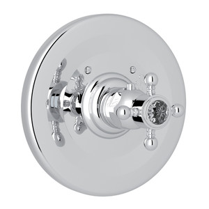 Thermostatic Trim Plate without Volume Control - Polished Chrome with Crystal Cross Handle | Model Number: A4914XCAPC - Product Knockout