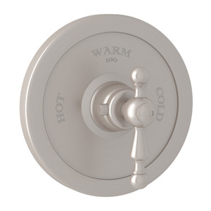 Arcana Thermostatic Trim Plate without Volume Control - Satin Nickel with Ornate Metal Lever Handle | Model Number: AC720L-STN/TO - Product Knockout