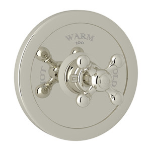 Arcana Thermostatic Trim Plate without Volume Control - Polished Nickel with Cross Handle | Model Number: AC720X-PN/TO - Product Knockout
