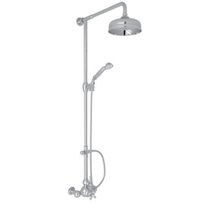 Arcana Exposed Wall Mount Thermostatic Shower with Volume Control - Polished Chrome with Ornate Metal Lever Handle | Model Number: AC407L-APC - Product Knockout