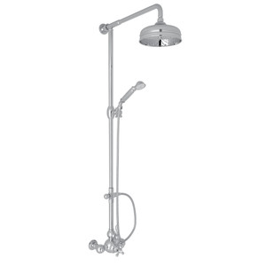 Arcana Exposed Wall Mount Thermostatic Shower with Volume Control - Polished Chrome with Metal Lever Handle | Model Number: AC407LM-APC - Product Knockout