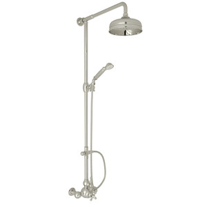 Arcana Exposed Wall Mount Thermostatic Shower with Volume Control - Polished Nickel with Ornate Metal Lever Handle | Model Number: AC407L-PN - Product Knockout