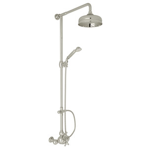 Arcana Exposed Wall Mount Thermostatic Shower with Volume Control - Polished Nickel with Cross Handle | Model Number: AC407X-PN - Product Knockout