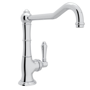 Cinquanta Single Hole Column Spout Kitchen Faucet with Extended Spout - Polished Chrome with Metal Lever Handle | Model Number: A3650/11LMAPC-2 - Product Knockout