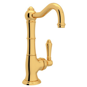Cinquanta Single Hole Column Spout Kitchen Faucet - Italian Brass with Metal Lever Handle | Model Number: A3650LMIB-2 - Product Knockout