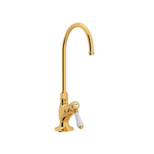 San Julio C-Spout Filter Faucet - Italian Brass with White Porcelain Lever Handle | Model Number: A1635LPIB-2 - Product Knockout