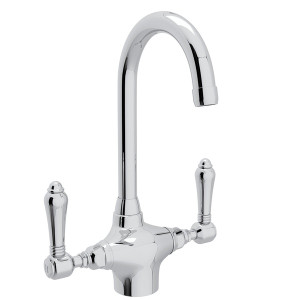 San Julio Single Hole C-Spout Bar and Food Prep Faucet - Polished Chrome with Metal Lever Handle | Model Number: A1667LMAPC-2 - Product Knockout
