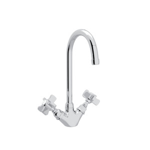 San Julio Single Hole C-Spout Bar and Food Prep Faucet - Polished Chrome with Five Spoke Cross Handle | Model Number: A1467XAPC-2 - Product Knockout