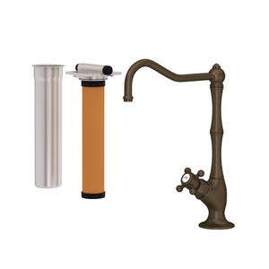 Acqui Column Spout Filter Faucet - Tuscan Brass with Cross Handle | Model Number: AKIT1435XMTCB-2 - Product Knockout