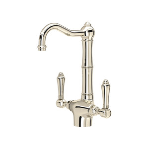 Acqui Single Hole Column Spout Bar/ Food Prep Faucet - Polished Nickel with Metal Lever Handle | Model Number: A1680LMPN-2 - Product Knockout