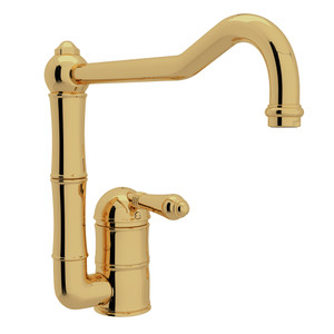 Acqui Single Hole Column Spout Kitchen Faucet with Extended Spout - Italian Brass with Metal Lever Handle | Model Number: A3608/11LMIB-2 - Product Knockout