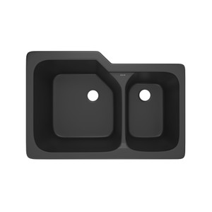 Allia™ 33" Fireclay 2 Bowl Undermount Kitchen Sink - Matte Black (63) | Model Number: 6337-63