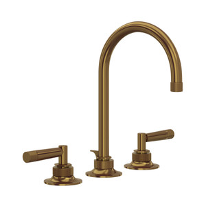 Graceline C-Spout Widespread Bathroom Faucet - French Brass with Metal Lever Handle | Model Number: MB2019LMFB-2 - Product Knockout