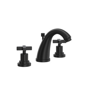 Lombardia C-Spout Widespread Bathroom Faucet - Matte Black with Cross Handle | Model Number: A1208XMMB-2 - Product Knockout