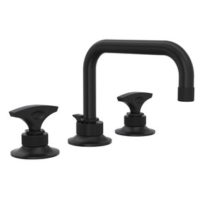 Graceline U-Spout Widespread Bathroom Faucet - Matte Black with Metal Dial Handle | Model Number: MB2009DMMB-2 - Product Knockout