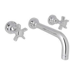 San Giovanni Wall Mount Widespread Bathroom Faucet - Polished Chrome with Five Spoke Cross Handle | Model Number: A2307XAPCTO-2 - Product Knockout