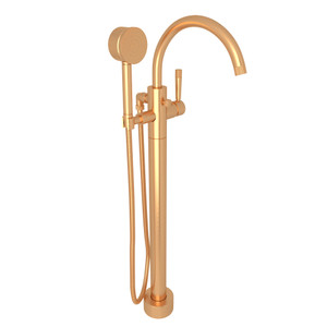 Graceline Floor Mount Tub Filler - Satin Gold with Metal Lever Handle | Model Number: MB2033LMSGTO - Product Knockout