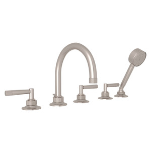 Graceline 5-Hole Deck Mount Tub Filler - Satin Nickel with Metal Lever Handle | Model Number: MB2050LMSTN - Product Knockout