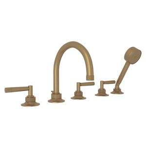 Graceline 5-Hole Deck Mount Tub Filler - French Brass with Metal Lever Handle | Model Number: MB2050LMFB - Product Knockout